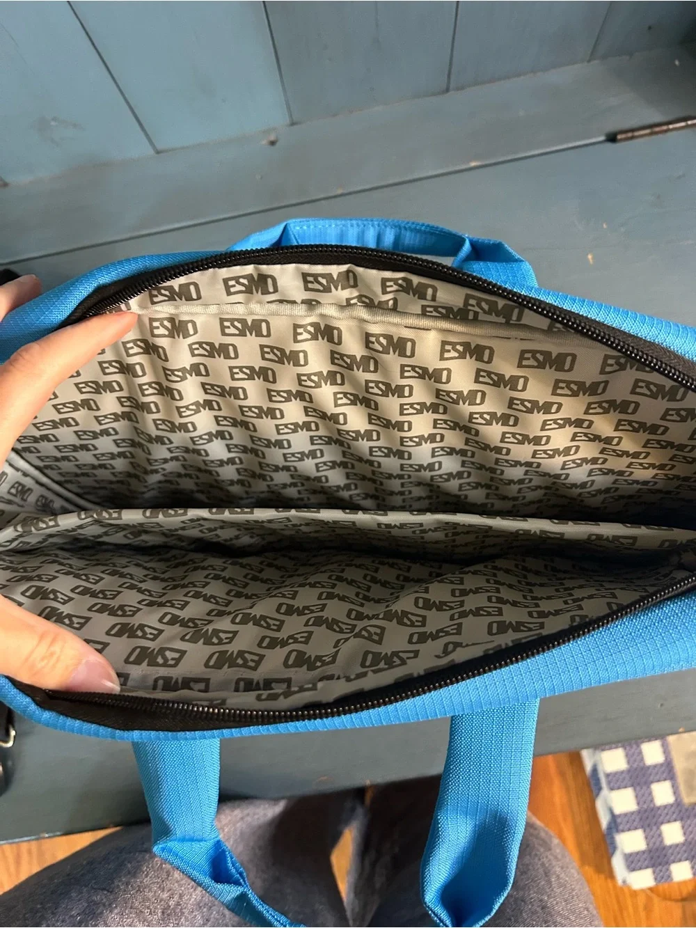 ESMT Light Baby Blue Men's Travel Briefcase or Computer Laptop Crossbody Bag